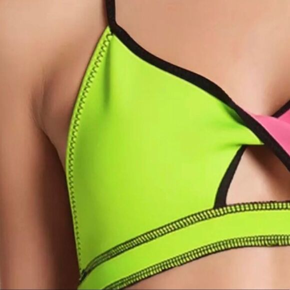 Indah Link Neoprene Bikini Top in‎ Lime NWT - Picture 4 of 7